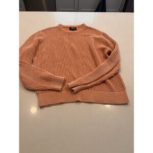 Stussy Pigment Dyed Loose Knit Sweater Women Large Pinkish Orange